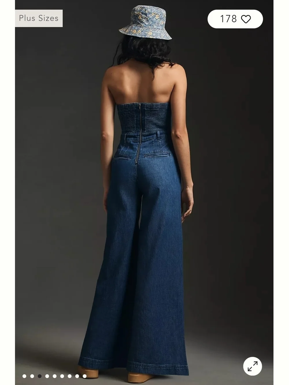 Anthropologie Pilcro Strapless Polished Wide-Leg Jumpsuit Size 14 - Picture 3 of 10